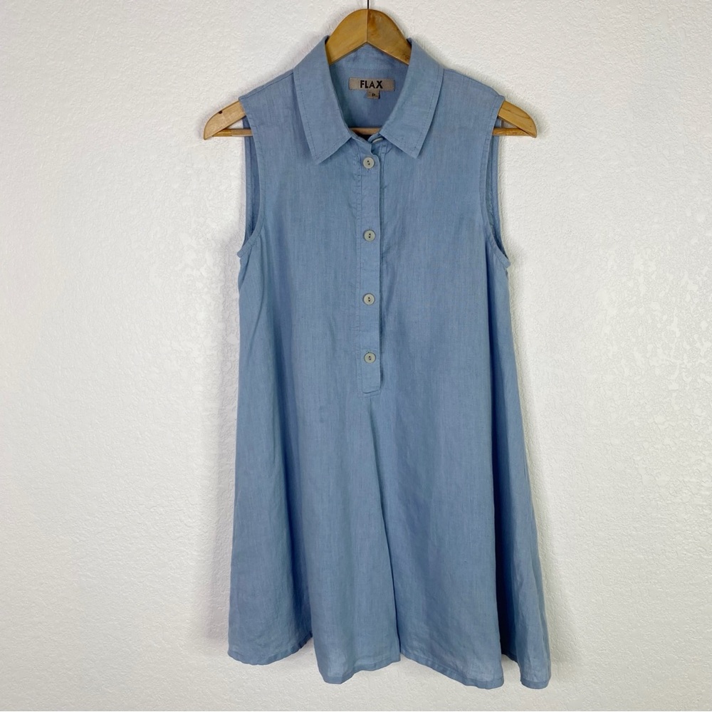 Flax Soft Light Blue 100% Linen Tunic Top